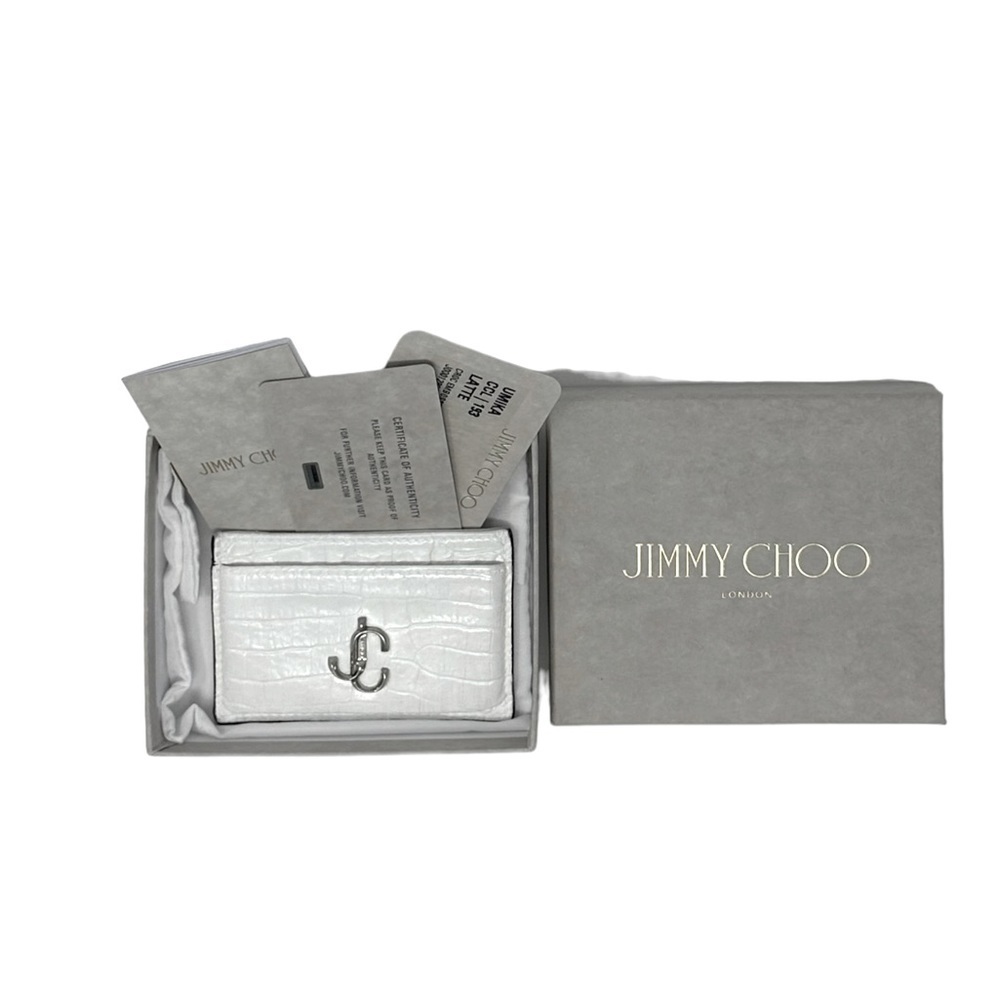AUTHENTIC Jimmy Choo Card Holder Umika Wallet Embossed White - Picture 5 of 8